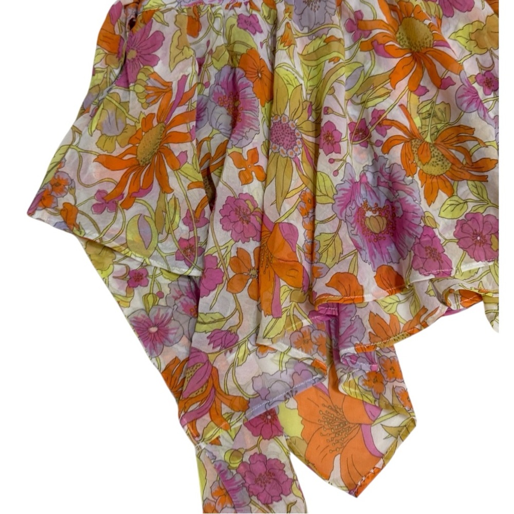 Asymmetrical Hem Retro Floral Fairycore Tie Skirt - Picture 4 of 9